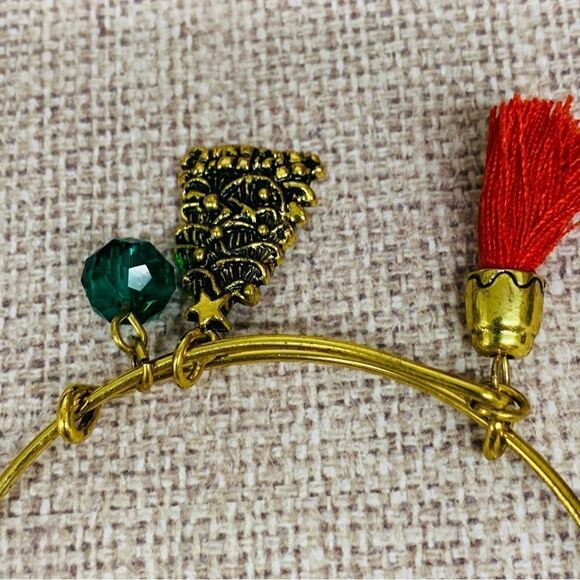 Gold Christmas Holiday Charm Bracelet - Picture 2 of 3